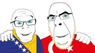 2soyjaks aryan blond blue_eyes bosnia flag flag:bosnia_and_herzegovina flag:turkiye friendship glasses hand looking_at_you soyjak stubble teeth turkiye // 1920x1080 // 701.9KB