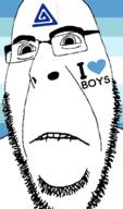 biting_lip boylover_symbol flag gay glasses heart map_(pedophile) pedophile soyjak stubble subvariant:hornyson text triangle variant:cobson // 415x707 // 99.5KB