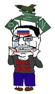 angry arm big_boy blood bloodshot_eyes clothes country crying flag full_body glasses hair hand leg russia russo_ukrainian_war soyjak variant:chudjak vein z_(russian_symbol) // 872x1484 // 189.4KB