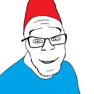 closed_mouth clothes glasses gnome happy hat smile soyjak stubble variant:feraljak x_(4chan) // 1500x1500 // 136.1KB