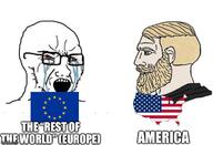 bloodshot_eyes country crying european_union flag flag:european_union flag:united_states glasses impact_font map nordic_chad open_mouth soyjak star_(symbol) stubble text united_states variant:soyak // 733x499 // 44.7KB