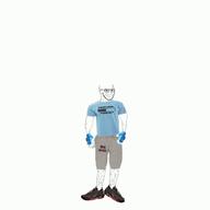 animated arm buff clothes dance full_body glasses hand leg shoe smile smug soyjak stubble tshirt variant:soyak video // 720x720, 11.9s // 490.2KB