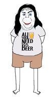 beer closed_mouth clothes foot full_body glasses lipstick makeup shorts smirk smug soyjak stubble tranny tshirt variant:alicia // 580x1020 // 48.5KB