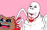 animal bear blood bloodshot_eyes bobo closed_mouth crying horror monster open_mouth smile soyjak stubble subvariant:wholesome_soyjak variant:gapejak // 1146x728 // 45.8KB