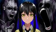 anime art brainlet female glasses horror manga mieruko_chan open_mouth schizo soyjak stubble variant:soyak variant:wojak // 4800x2700 // 3.8MB