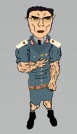 angry buff closed_mouth clothes collar_tabs croatia ear epaulettes full_body glasses hair military military_uniform soyjak subvariant:chudjak_front subvariant:unbotheredchud uniform variant:chudjak white_skin yugoslavia // 380x655 // 34.7KB