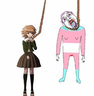 anime blood bloodshot_eyes crossdressing danganronpa:_trigger_happy_havoc danganronpa_(series) fujisaki_chihiro glasses hanging neovagina rope tranny trap variant:bernd // 1051x1079 // 352.4KB