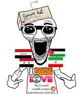 black_eyes flag glasses iran iraq leftist mouth_open open_mouth palestine reddit reddit_moment refugees_welcome sandnigger serious_hat soy soyjak syria terrorist // 1079x1248 // 791.3KB