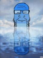 animated blue blue_skin calm closed_eyes glasses open_mouth pixiz smile soyjak stretched_chin stubble variant:markiplier_soyjak water // 600x800 // 1.9MB