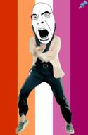 animated bisexual dance flag flag:bisexual_pride_flag flag:lgbt_pride_flag flag:transgender_pride_flag full_body gangnam_style gay glasses irl lesbian lgbt open_mouth pride_flag push_pin soyjak sticky stubble tranny variant:cobson // 300x460 // 291.1KB