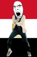 angry animated arabic_text country dance eagle egypt flag flag:egypt full_body gangnam_style glasses irl open_mouth soyjak stubble variant:cobson // 300x460 // 507.6KB