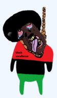 african_american afro black_panther_party black_skin bloodshot_eyes clothes comb crying dead deformed flag hanging mustache open_mouth pan_african rope stubble subvariant:brunetto text tongue variant:bernd yellow_teeth // 356x613 // 94.1KB