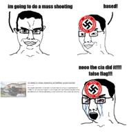 2soyjaks angry based bloodshot_eyes buffalo_shooting closed_mouth cope copium crying ear glasses hair nazism open_mouth pol_(4chan) smile smug soyjak subvariant:chudjak_front swastika text variant:chudjak // 1562x1600 // 401.2KB