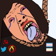 badge bloodshot_eyes communism crying dead flag hair hammer_and_sickle hanging keffals kiwifarms logo map_(pedophile) mustache open_mouth pedophile soyjak tongue tranny twitter variant:bernd yellow_teeth youtube // 1000x1000 // 201.7KB