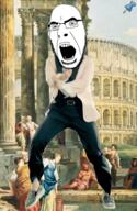 angry animated dance full_body gangnam_style glasses irl italy open_mouth painting push_pin rome soyjak sticky stubble variant:cobson // 300x460 // 2.0MB