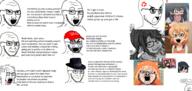 angry anime bloodshot_eyes cap clothes concerned crazed crying donald_trump fedora frown glasses hand hands_up hat maga multiple_soyjaks mustache open_mouth soyjak speech_bubble stubble text thick_eyebrows tongue variant:cryboy_soyjak variant:gapejak variant:soyak // 3200x1524 // 2.8MB