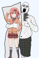 anime arm body_hair body_pillow fat gabriel_dropout glasses hairy hand leg open_mouth ornament phone satania soyjak stubble torso underpants variant:unknown // 876x1287 // 349.7KB