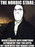 closed_mouth frown glasses joseph_smith meme mormonism negro nordic soyjak stare stubble text variant:cobson // 567x759 // 306.1KB