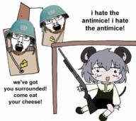 2soyjaks anime antichrist antimice brimstone clothes combat_helmet cropped glasses head helmet i_hate_the_antichrist looking_at_you nazrin open_mouth ratposter schizoposting soyjak stubble touhou united_nations variant:unknown video_game // 708x630 // 593.1KB