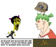 4chan angry anime antenna arm bloodshot_eyes cat_ear chad clothes crying dress full_body glasses go_back green_hair hair hand hat kohlchan leg nordic_chad open_mouth pedophile reddit snoo soyjak stubble text tshirt variant:soyak yellow_skin yotsoyba // 3002x2522 // 360.3KB