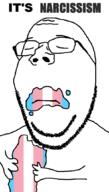 arm closed_eyes eating glasses hand holding_object its_over sad soyjak stubble subvariant:wholesome_soyjak text trans_flag transgender_flag variant:gapejak // 600x1053 // 34.2KB