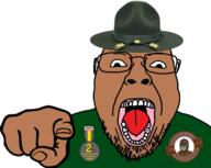 2soyjaks army badge beard brown_skin full_metal_jacket glasses hand military military_uniform nigger open_mouth pointing pointing_at_viewer sergeant_hartman soyjak stubble subvariant:emmanuel tongue variant:bernd // 603x480 // 220.4KB