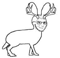 animal animal_ears antler glasses jackalope rabbit rabbit_ears smug soyjak stubble tail variant:soyak // 600x586 // 5.3KB