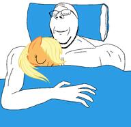 applejack arm blanket blue130 buff closed eyes glasses hand my_little_pony pillow sleeping smile soyjak stubble subvariant:wholesome_soyjak swolesome variant:gapejak // 2059x2000 // 367.2KB