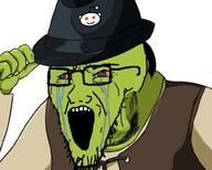 bloodshot_eyes clothes fedora glasses green_skin hand hat logo reddit shrek snoo soyjak stretched_mouth stubble variant:soyak // 1000x802 // 419.9KB