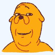 adventure_time cartoon_network dog grin jake_the_dog redraw smile soy_parody subvariant:wholesome_soyjak variant:gapejak yellow_fur yellow_skin // 400x400 // 18.6KB