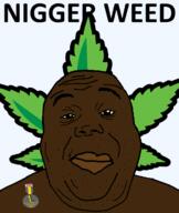 badge closed_mouth fat marijuana nigger nigger_weed soyjak soyjak_party stubble variant:alicia weed yellow_sclera // 592x700 // 53.8KB