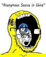 2soyjaks bloodshot_eyes central_intelligence_agency china crying glasses open_mouth soyjak stubble text variant:soyak vore yellow_skin // 512x622 // 286.6KB