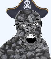 alternate angry captain_coal clothes coal coal_skin glasses hat mustache open_mouth pirate pirate_hat skull soyjak soyjak_party stubble variant:feraljak // 1286x1497 // 1.5MB