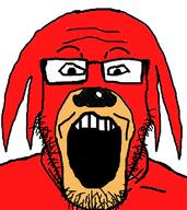 animal echidna glasses knuckles open_mouth red_skin snout sonic_the_hedgehog soyjak stubble variant:markiplier_soyjak // 597x669 // 115.4KB