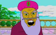 angry beard brown_skin clothes eyebrows glasses green_eyes gwonam mustache open_mouth philips_cdi purple_hair soyjak the_legend_of_zelda the_legend_of_zelda_(cd-i) turban variant:feraljak video_game // 2292x1440 // 88.1KB