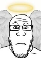 angel glasses halo neutral soyjak stubble variant:markiplier_soyjak wing // 600x856 // 336.2KB