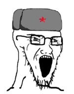 clothes communism glasses hat open_mouth soyjak stretched_mouth stubble ushanka variant:soyak // 357x457 // 78.1KB