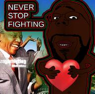 africa beard black_skin clothes glasses grey_hair hair heart holding_heart holding_object irl_background motivational necktie nelson_mandela never_stop_fighting nipple smile south_africa soyjak subvariant:wholesome_soyjak suit text variant:gapejak watermark // 1000x991 // 667.9KB