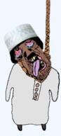 arab brown_skin clothes crying deformed full_body hand hanging hat islam leg mustache open_mouth rope soyjak stubble subvariant:brunetto suicide tongue transparent variant:bernd yellow_teeth // 174x382 // 45.3KB