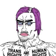 angry balding buff glasses hair mustache purple_hair redraw soyjak stubble text tranny variant:chudjak // 799x799 // 73.9KB