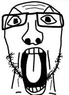 glasses open_mouth soyjak stubble tongue variant:unknown // 281x384 // 43.2KB