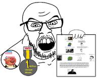 angry badge flag gigachad glasses hand holding_object mustache open_mouth p_blm porky soyjak soyjak_party stubble text tranny variant:feraljak wordswordswords // 1192x960 // 225.6KB