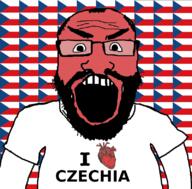 angry beard clothes country czechia flag glasses hair i_love open_mouth red soyjak subvariant:science_lover tshirt variant:markiplier_soyjak // 800x789 // 138.3KB