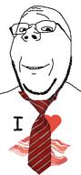 bacon clothes food glasses heart i_love necktie pork smile soyjak stubble subvariant:wholesome_soyjak text variant:gapejak // 600x1290 // 238.4KB