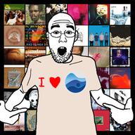 arm clothes ear glasses hand heart i_love open_mouth pointing rate_your_music soyjak stubble tshirt variant:shirtjak // 653x652 // 460.6KB