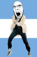 angry animated argentina country dance flag flag:argentina full_body gangnam_style glasses irl open_mouth soyjak stubble sun variant:cobson // 300x460 // 504.9KB