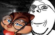 alvin_and_the_chipmunks animal animal_abuse ball_gag blue_eyes chipmunk glasses ominous rape simon_seville smile soyjak stubble subvariant:wholesome_soyjak variant:gapejak // 600x379 // 215.8KB