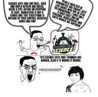 angry atheism aziz_zhavershian bloodshot_eyes crying fit_(4chan) glasses hair his_(4chan) i_fucking_love_science pol_(4chan) science soyjak speech_bubble text tranny variant:chudjak wojak zyzz // 836x829 // 255.9KB