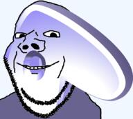 g_(4chan) gentoo linux no_eyebrows purple_skin smile soyjak stubble technology variant:impish // 885x799 // 204.0KB