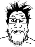 glasses grin hair smile soyjak stubble template variant:markiplier_soyjak // 600x800 // 23.0KB